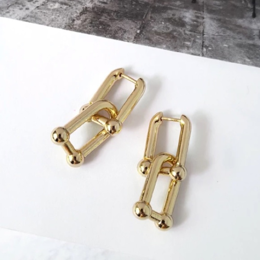 Gold Plated Trendy Earrings - Picture 1 of 4